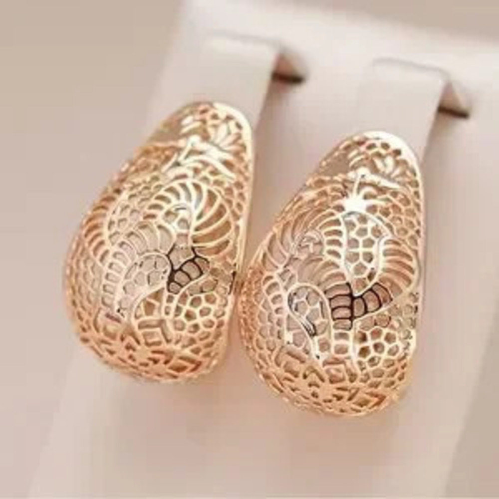 585 Rose Gold Lace Hoop Earrings